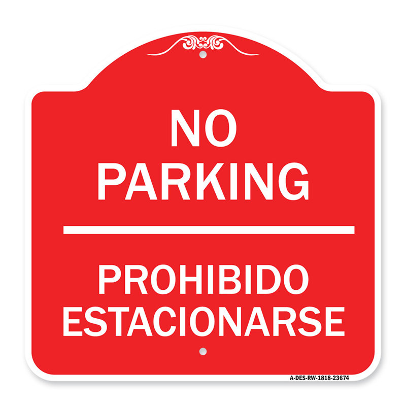 Enseigne Signmission Designer Series - interdiction de stationner interdite | Enseigne architecturale en aluminium de gros calibre vert et blanc 18 po x 24 po | Protégez votre entreprise et votre commune | Fabriqué aux États-Unis