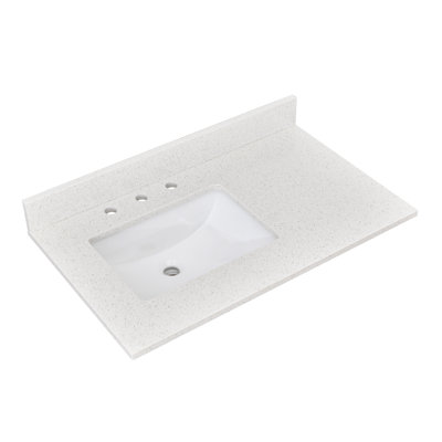 Plateau de meuble-lavabo simple 36 po avec lavabo à quartz - pour remplacement de meuble-lavabo, sans armoire