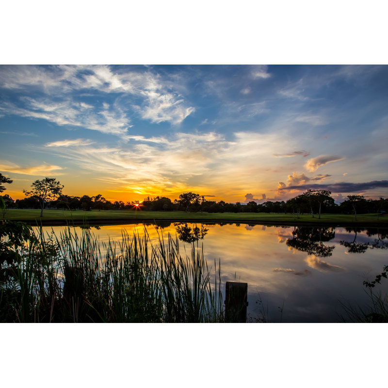 Sunset On The River - Wrapped Canvas Print, 81cm H x 122cm W