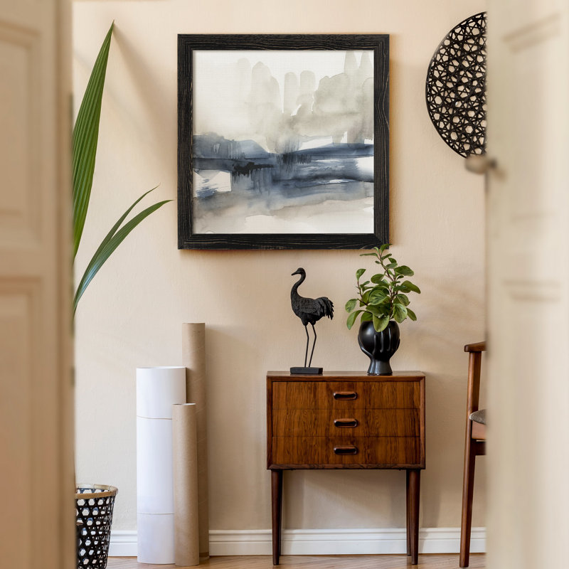 Brouillard sur l'horizon I - Cadre photo, reproduction d'art sur toile, H 27,5 po x l 27,5 po x P 0,75 po, Cadre noir