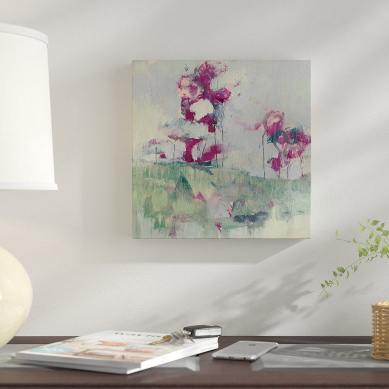 « fuchsia treeline ii », impression sur toile, H 37 po x l 37 po x P 1,5 po, Toile tendue, Pas de tapis