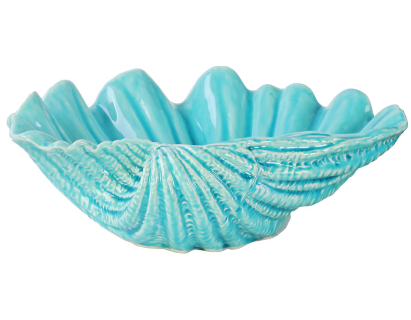 Figurine coquillage de soupape à soupape ouverte en céramique Romine, Bleu
