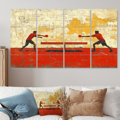 Jeu de ping-pong rouge et or