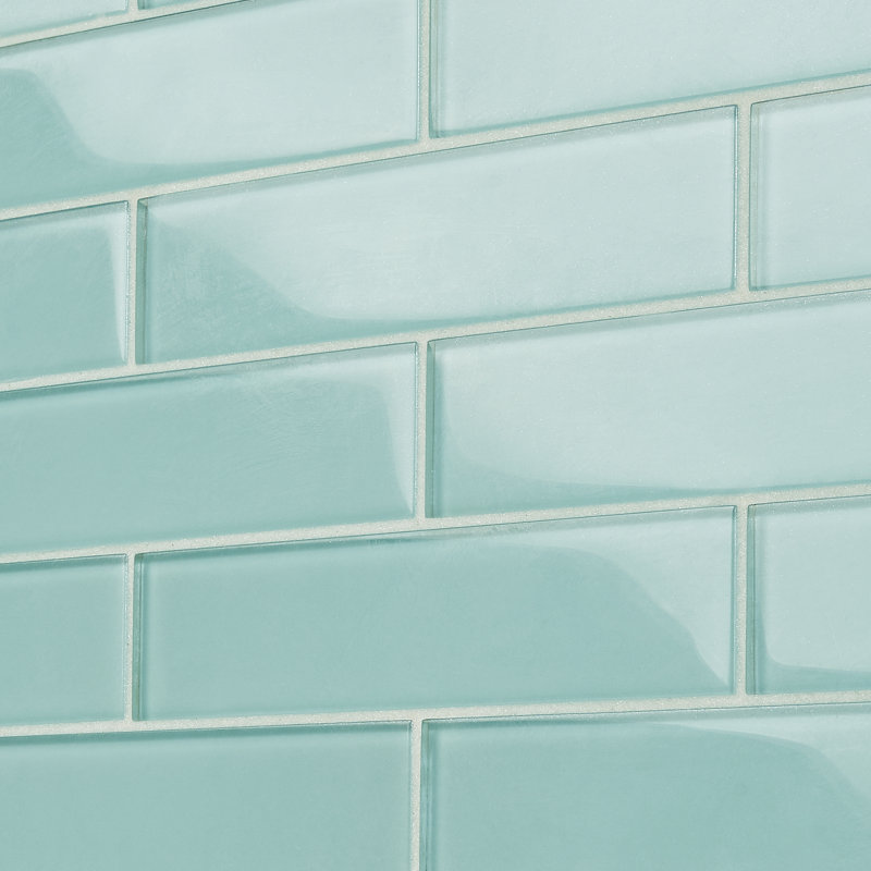 Lucid 2" x 8" Glass Brick Look Subway Wall Tile (36 pieces 4 sq.ft./Box), Adriatic Mist