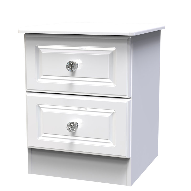 Fully Assembled Jacey 2 Drawer Bedside Table, White Gloss