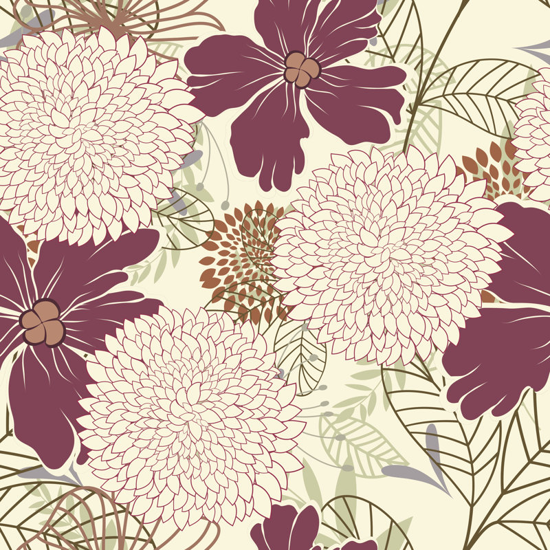 Seamless Floral Pattern - Wrapped Canvas Print, 76cm H x 76cm W x 3.8cm D