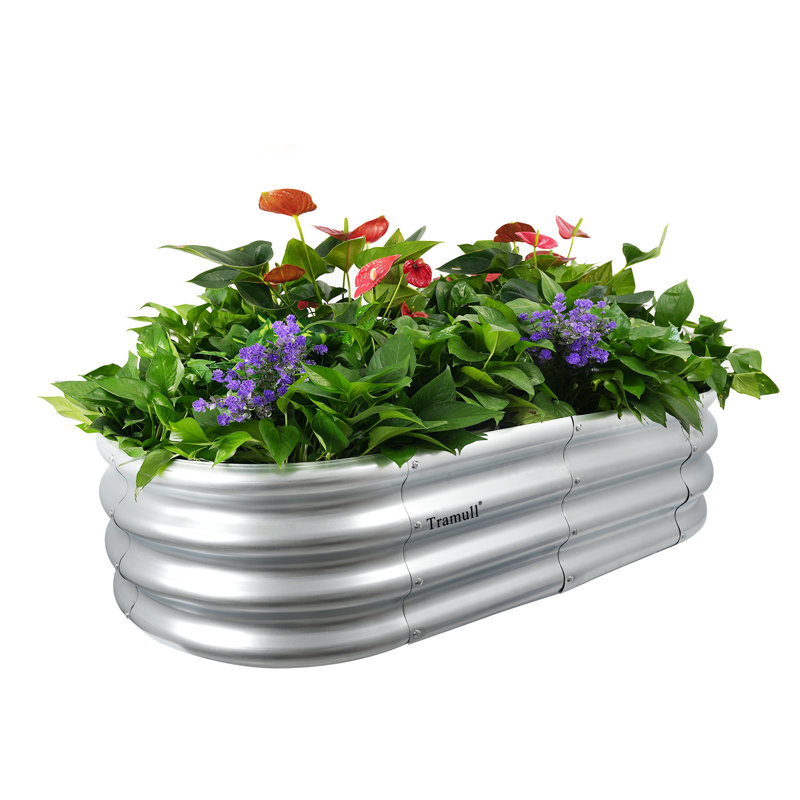 3 Pack4*2*1Ft Raised Garden Bed Kits, Outdoor Oval Metal Galvanized Ground Planter Garden Boxes For Planting Plants Vegetables