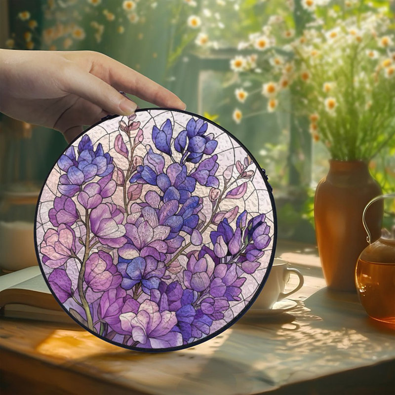 Vitrail floral avec vitrail pour fenêtre, 6,3 x 6,3 po (16 x 16 cm)