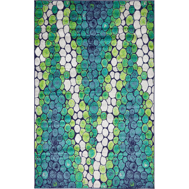 Tapis vert clair à motif géométrique Sidney, Rectangle 5 pi 1 po x 8 pi