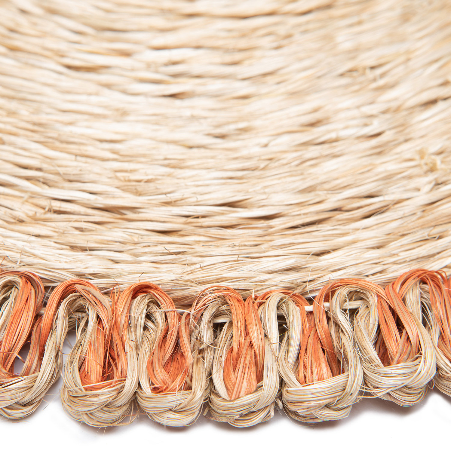 Amaretto Abaca Round Placemat, Natural/Orange