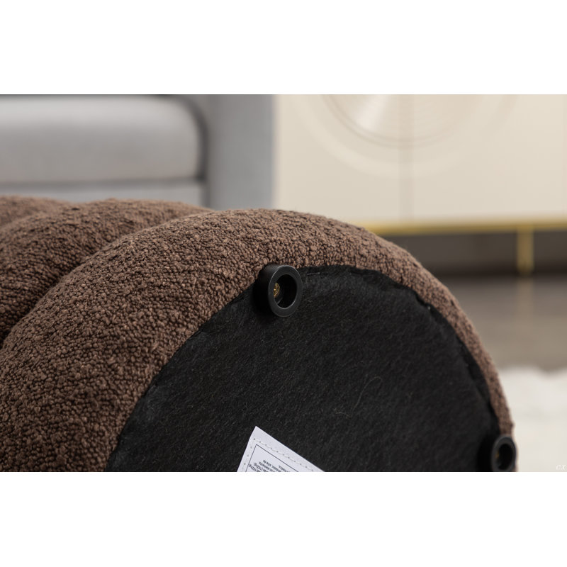 Repose-pieds rond Hasset, repose-pieds rond doux, repose-pieds, Boucle brun foncé