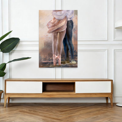 Couple de ballet dansant, art mural abstrait et romantique contemporain