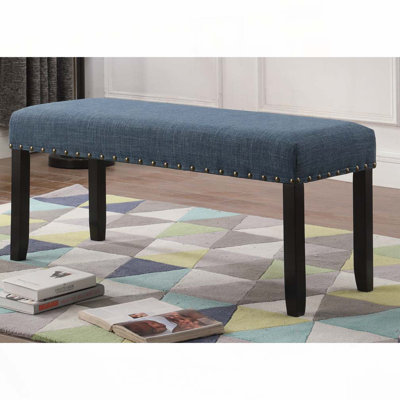 Banc de salle à manger en tissu avec garniture cloutée
