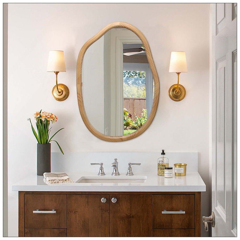 Irregular Wall Mirror Decorative, Asymmetrical Wavy Accent For Modern Elegance And Enhanced Aesthetic, 32X22 Inch