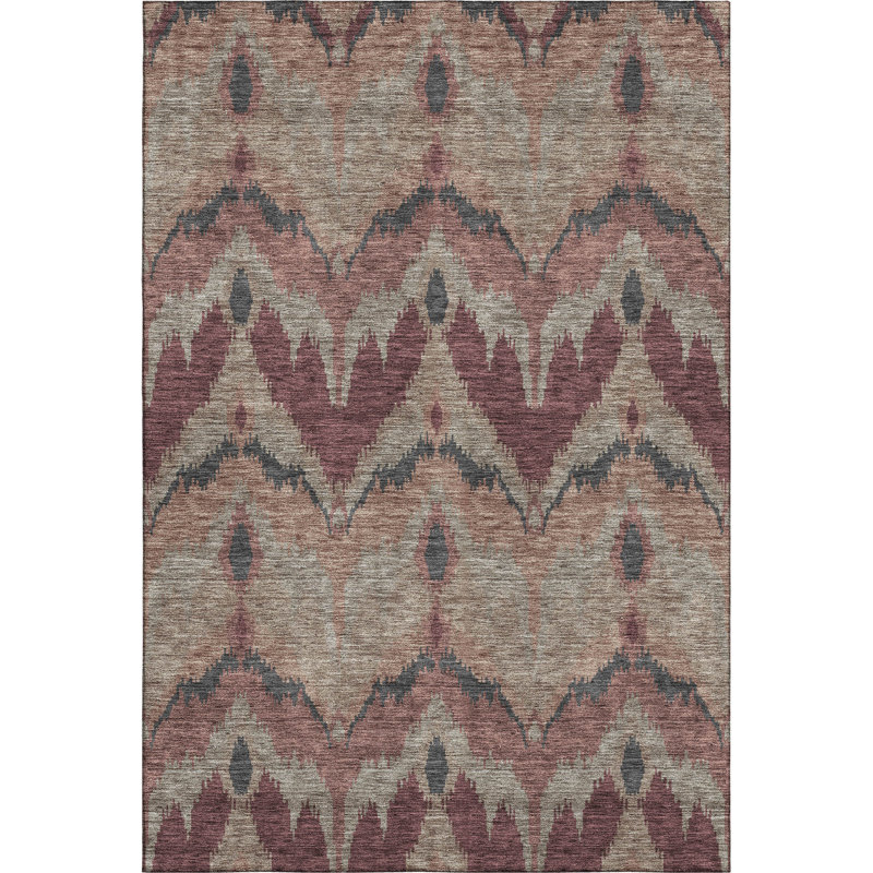 Premium Machine Washable Prisco Burgundy Rug, Rectangle 5' x 7'6"