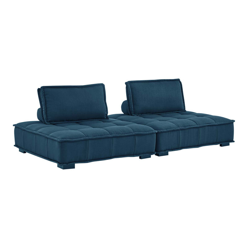 Causeuse 2 pièces Saunt, 100 % polyester azur