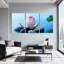 Ensemble de 3 tableaux sur toile tendue représentant des fleurs de lotus et des pierres zen-973112208