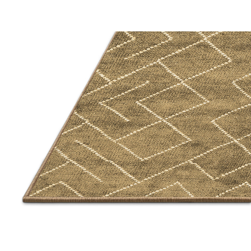 Tapis brun en laine et polyester tissé à la machine Dortley, Rectangle 2 pi x 4 pi