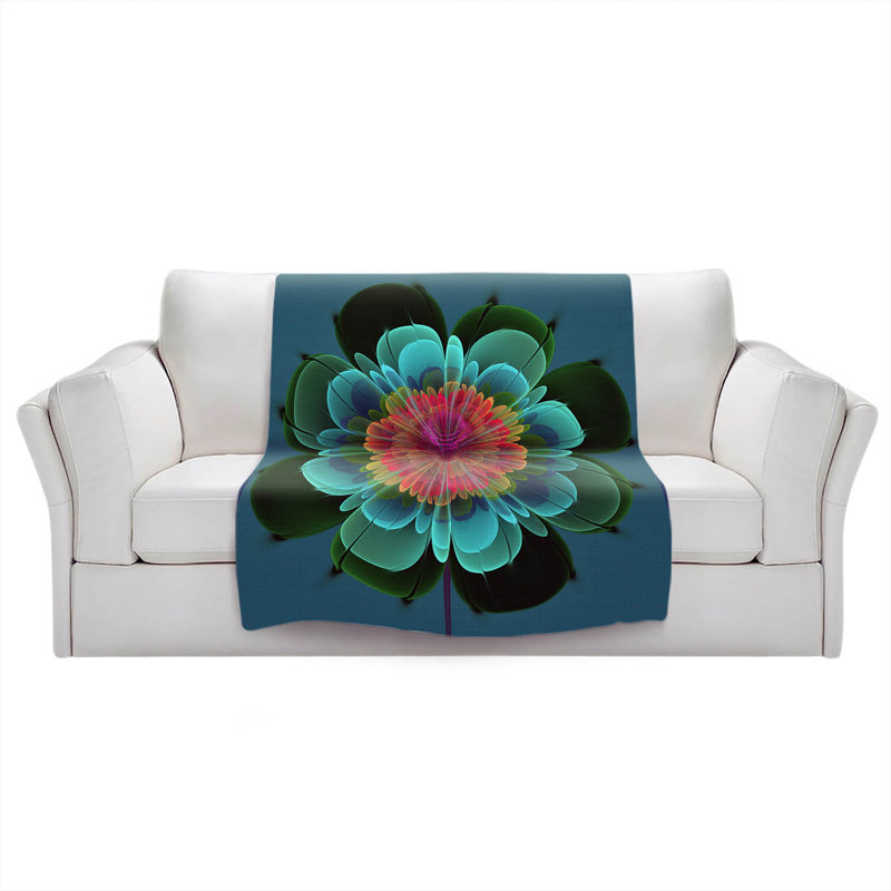  Jeté de fleur fantôme, l 51 po x L 60 po, Vert / bleu