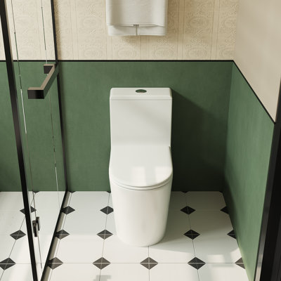 14.37"W CUPC Certified, One Piece Elongated Confort Height Toilet, Super Quite Flushing, Dual Flush, Ceramic, Watersense, Leak Resistant