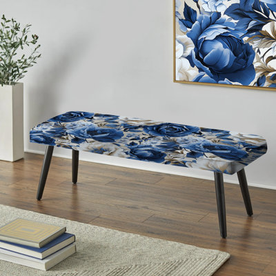 Banc bleu néo-victorien bleu avec motif floral victorien III