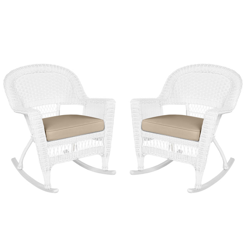 Chaise berçante en osier Raenesha, Blanc, Brun clair