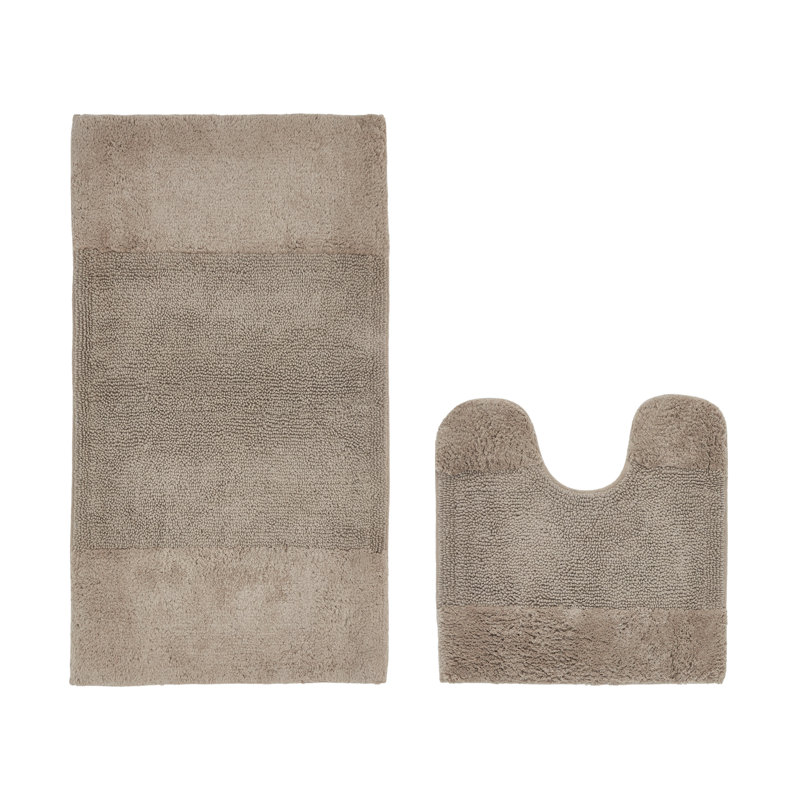 Makaylynn Premium 100% Cotton 2155 GSM 2-Piece Bath Rug Set, OEKO-TEX® Certified, Non-Slip Spray Latex Backing, Plush Tufted, Super Absorbent, Machine Washable Bathroom Rugs, Beige