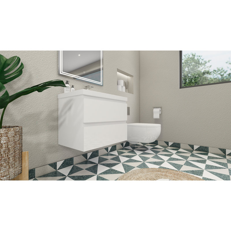 Cavaliere Single Bathroom Vanity with Acrylic Top, Hight Gloss White