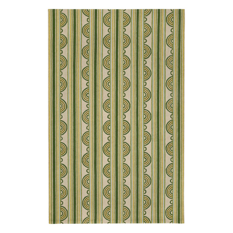 Button Olive Hand Micro Hooked Wool Rug, Rectangle 9'6" x 13'6"