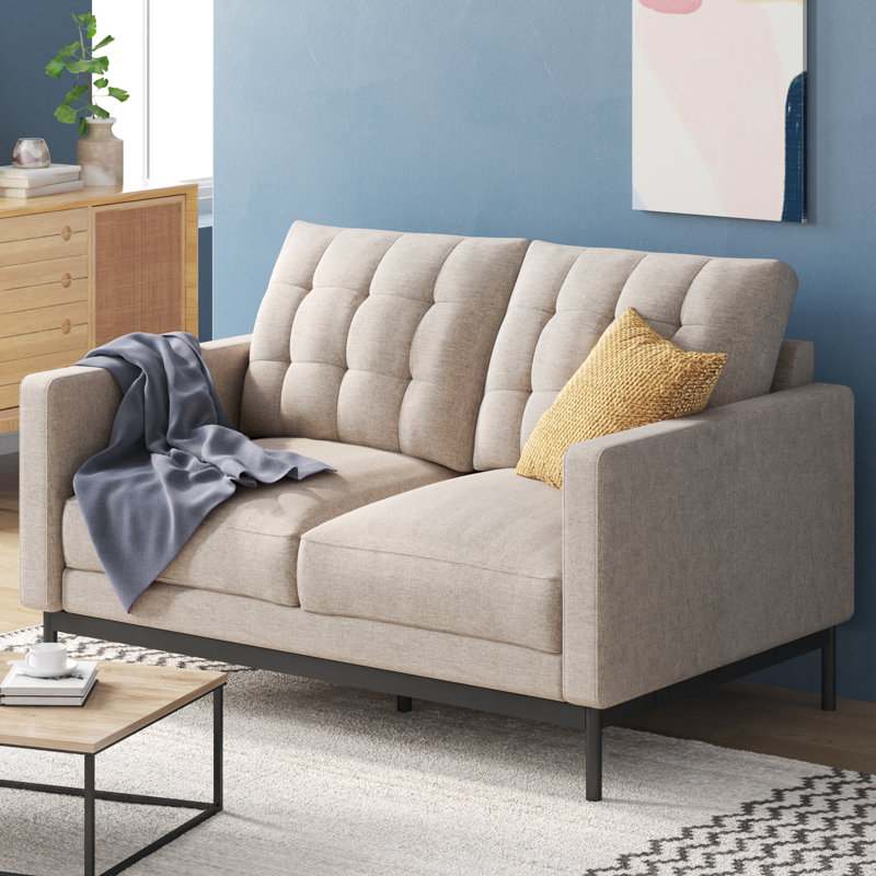 Thompson Upholstered 53.5'' Loveseat, Beige Polyester