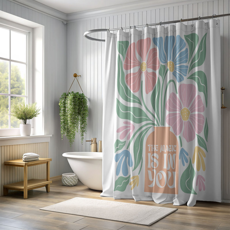 Archna Floral Shower Curtain, H 74 po x l 71 po