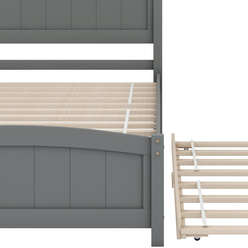 Platform Bed With Trundle, Gray