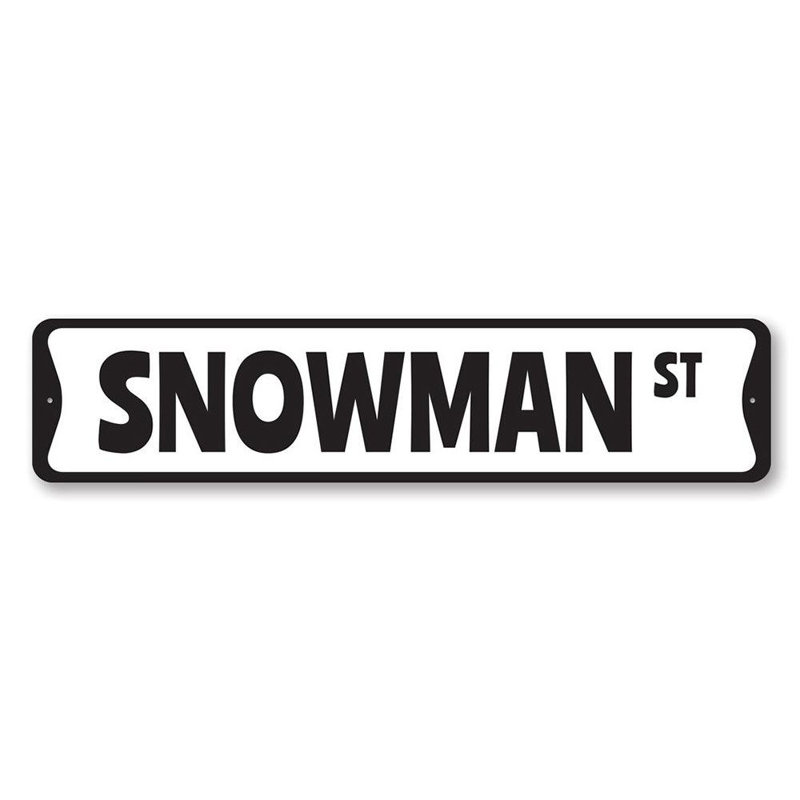 Enseigne de bonhomme de neige en aluminium, H 6 po x l 24 po x P 0,06 po