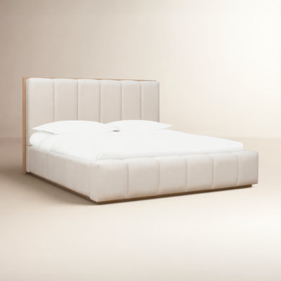 Cotton Upholstered Platform Bed