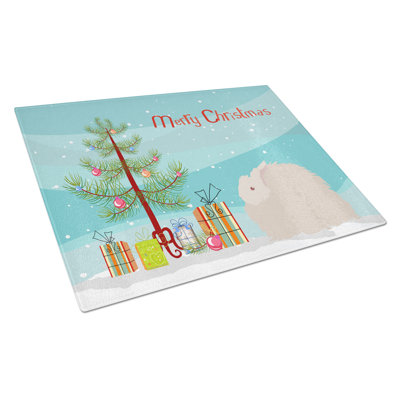 Caroline's Treasures Tempered Glass Fluffy Angora Rabbit Christmas Cutting Board