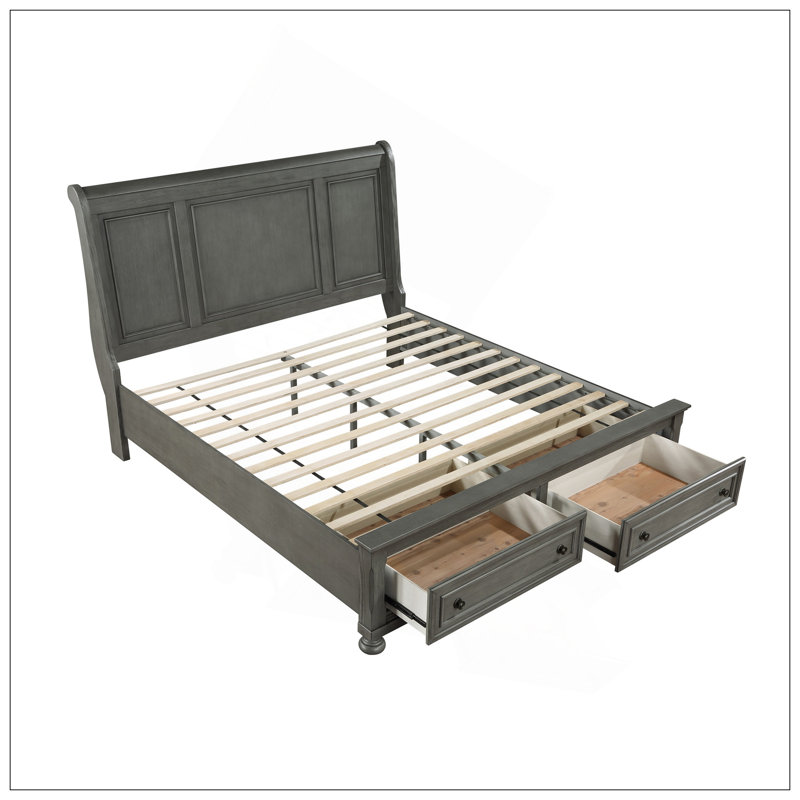 Modern Style King Bed Made With Wood & Rustic Grey Finish