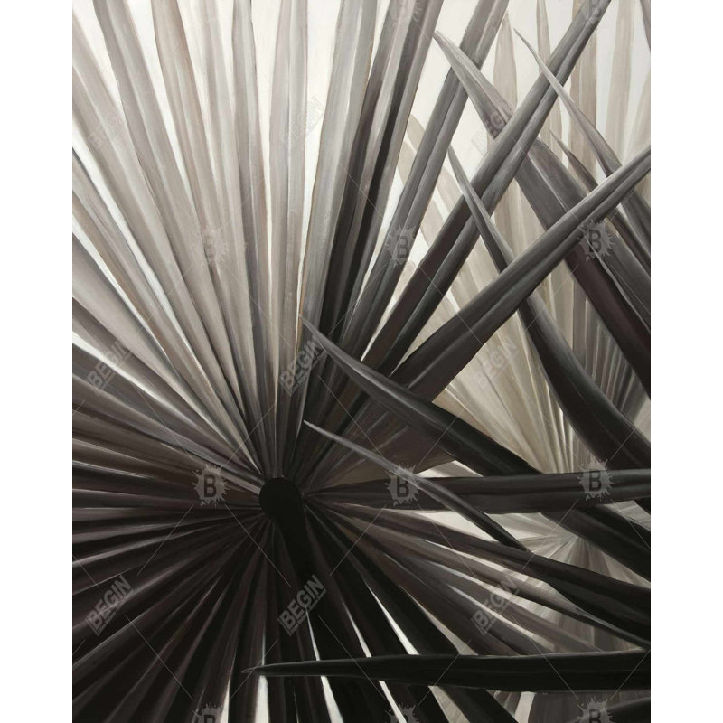Grayscale Tropical Plants - Botanical Framed Canvas Decor