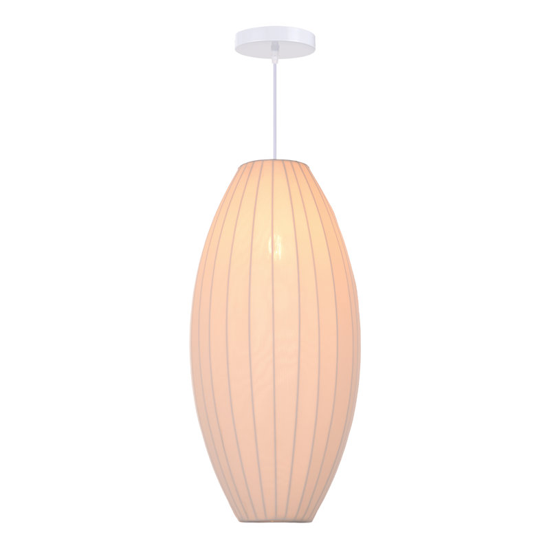 1 - Light Cigar Fabric Pendant Light, 19.68" H x 9.84" W x 9.84" D