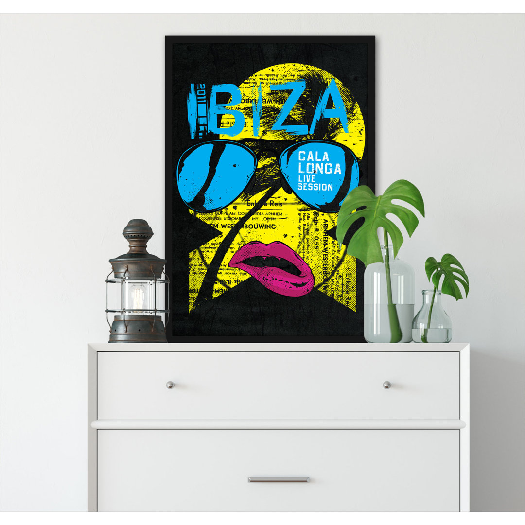 Gerahmter Grafikdruck Ibiza Black