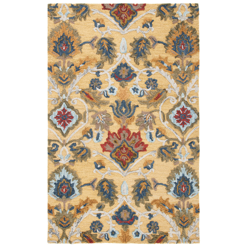 Snelson Floral Wool Hand Hooked Area Rug, Rectangle 69 x 122 cm