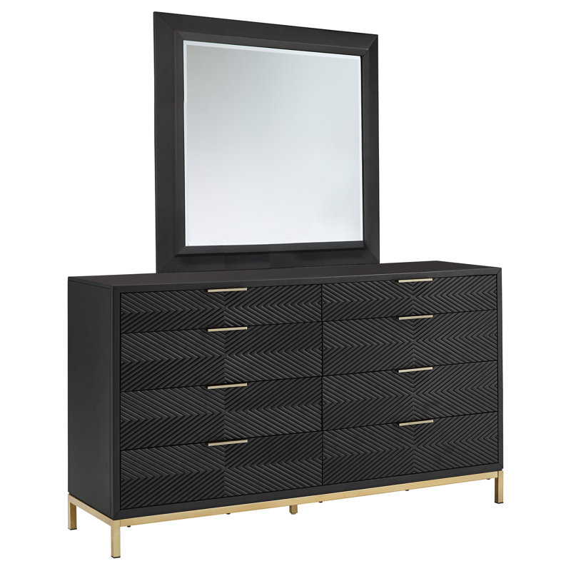 Commode double 8 tiroirs avec miroir Leshia