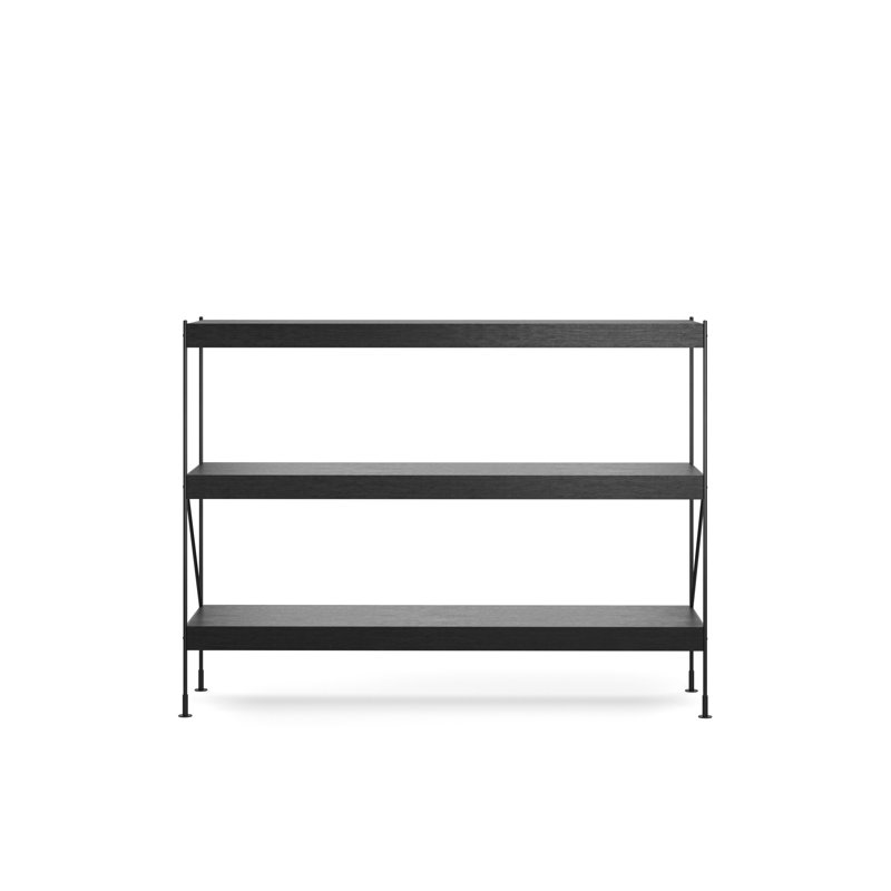 Zet Bookcase, (3 Shelves) 44.9" H x 60.2" W x 15.7" D, Black Oak