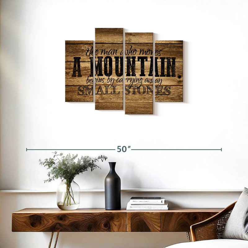 Motivation «Typographie qui déplace une montagne» sur toile, impression de 4 pièces, H 22 po x l 36 po x P 1 po