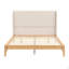 Grand lit plateforme en bois de bambou sec de 12 po avec tête de lit tapissier haute de 48 po, facile à assembler, naturel