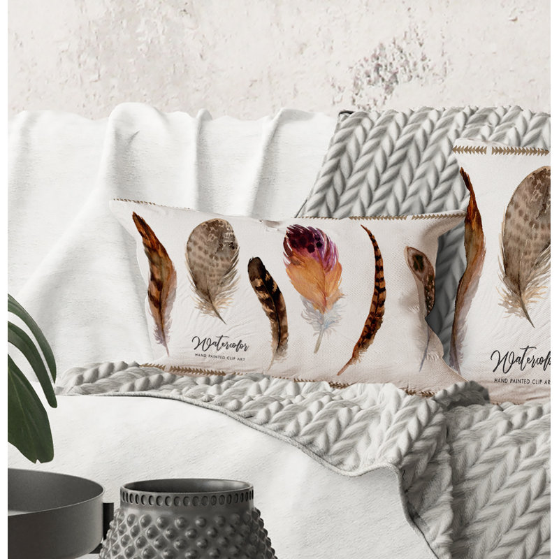Coussin décoratif rectangulaire à motif bohème et éclectique