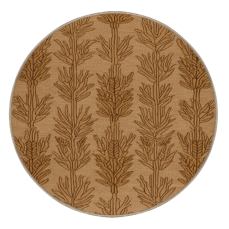 Washable Wheat Sheaves Farm Area Rug, Round 7'