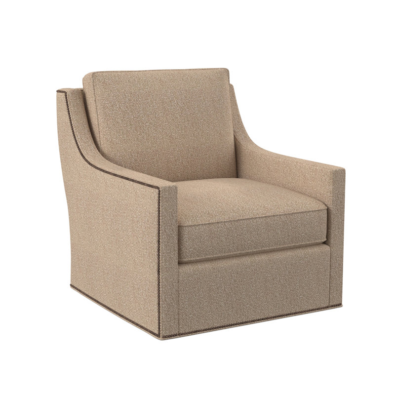Sonoma Upholstered Swivel Armchair, Weathered Brass Small, Maya Wheat Polyester Blend