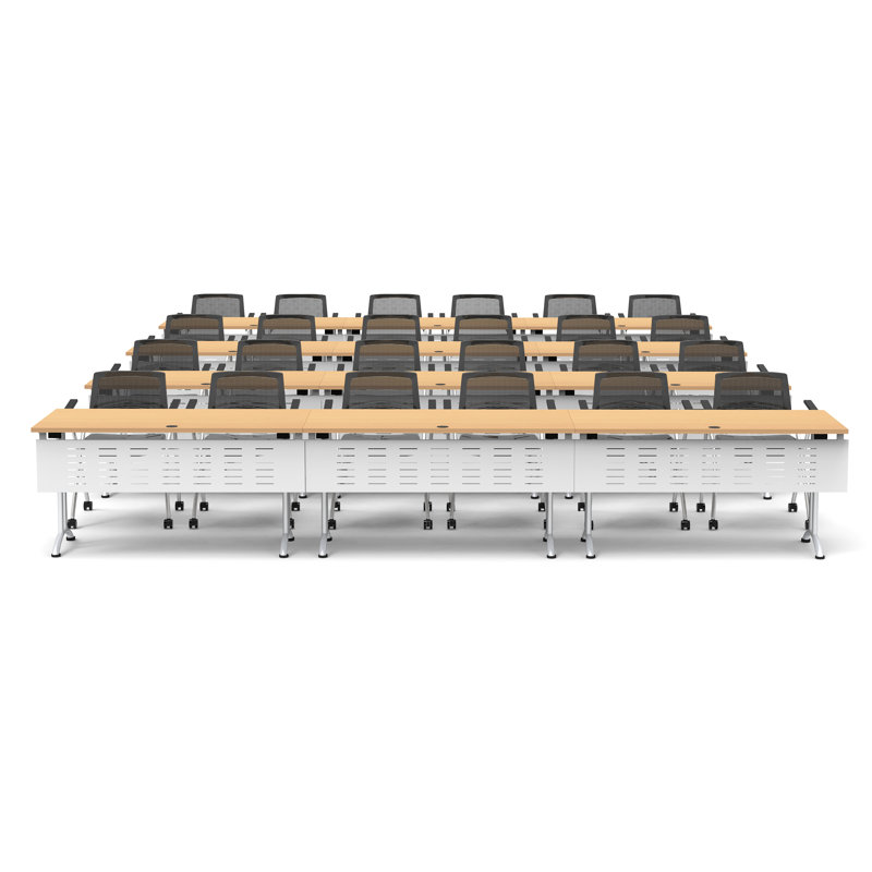 24 Person Training Meeting Seminar Tables with Modesty Panels and 24 Chairs Complete Set