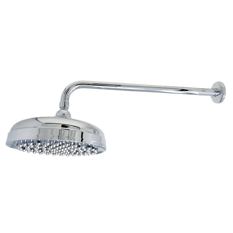 Pomme de douche 8 po avec accoudoir droit 16 po et écusson par Strom Living, Chrome