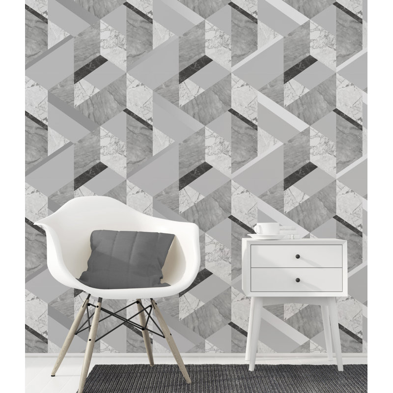Marblesque Geo Wallpaper, Grey